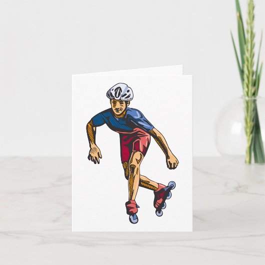 Inline Skater Cool Retro Rollerskaten Kaart