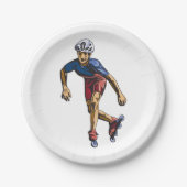 Inline Skater Cool Retro Rollerskaten Papieren Bordje (Voorkant)