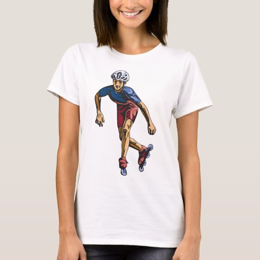 Inline Skater Cool Retro Rollerskaten T-shirt (Voorkant)