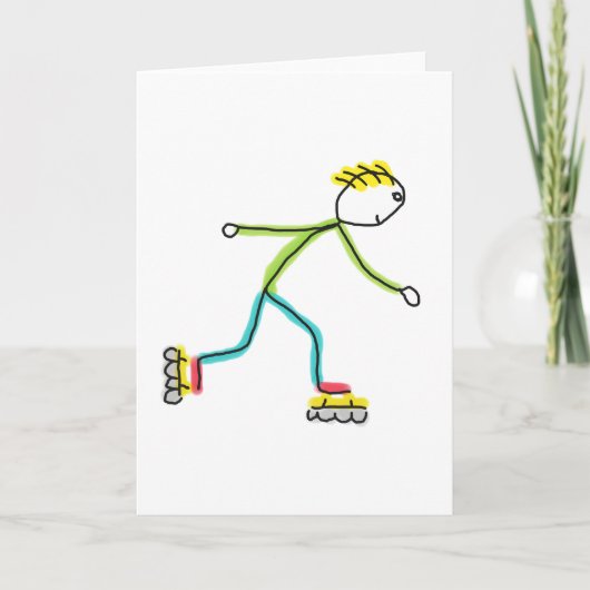 Inline Skating Stickman Kaart (Voorkant)
