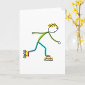 Inline Skating Stickman Kaart (Gele Bloem)