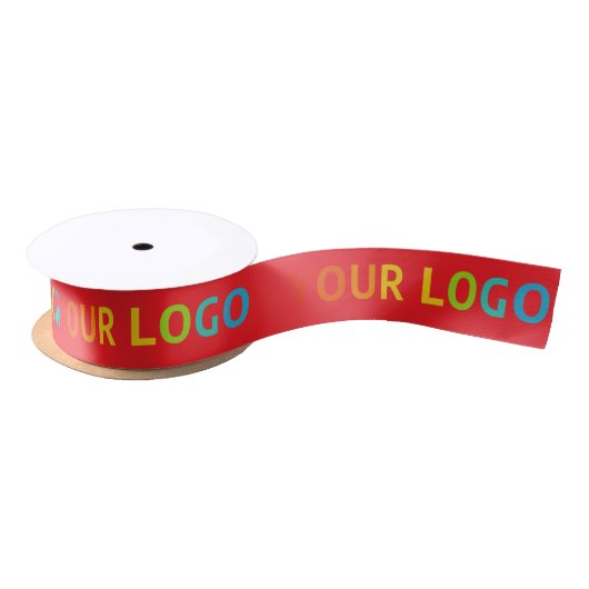 Inline Zakelijk Logo Sjabloon Aangepast Rood Satijnen Lint (Spoel)