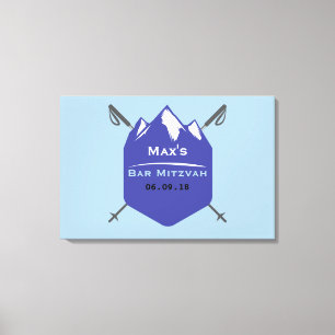 Inlogbordsessie voor skisbat Mitzvah-geheugen Canvas Afdruk