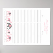 Inlogformulier roze grijze olifant Baby shower Poster (Voorkant)
