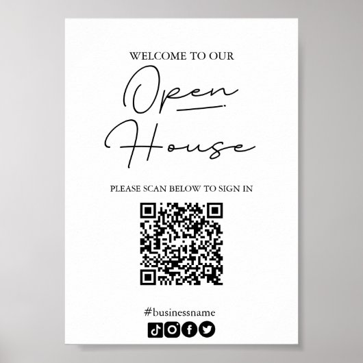 Inloggen in open Huis met QR-code Poster (Voorkant)