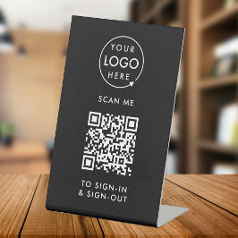 Inloggen QR-code | Logo van de zwarte-ontvangster Reclamebord Met Voetstuk