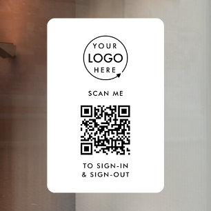 Inloggen QR-code   Visitor Employee Reception Whit Raamsticker