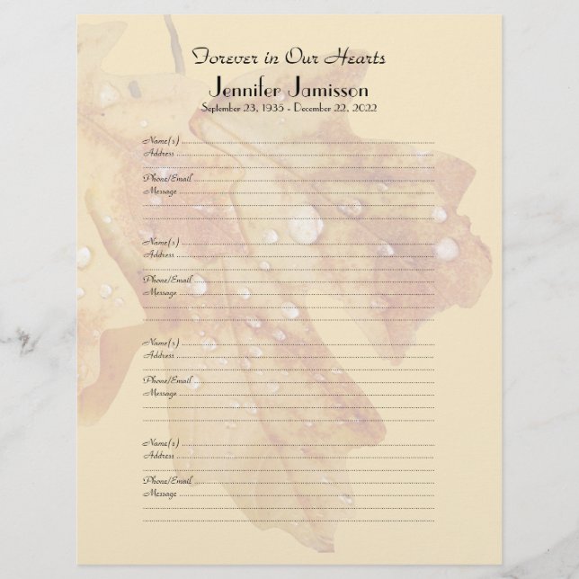 Inloggen voor herinneringsboekenvullers Pagina-spo (Voorkant)