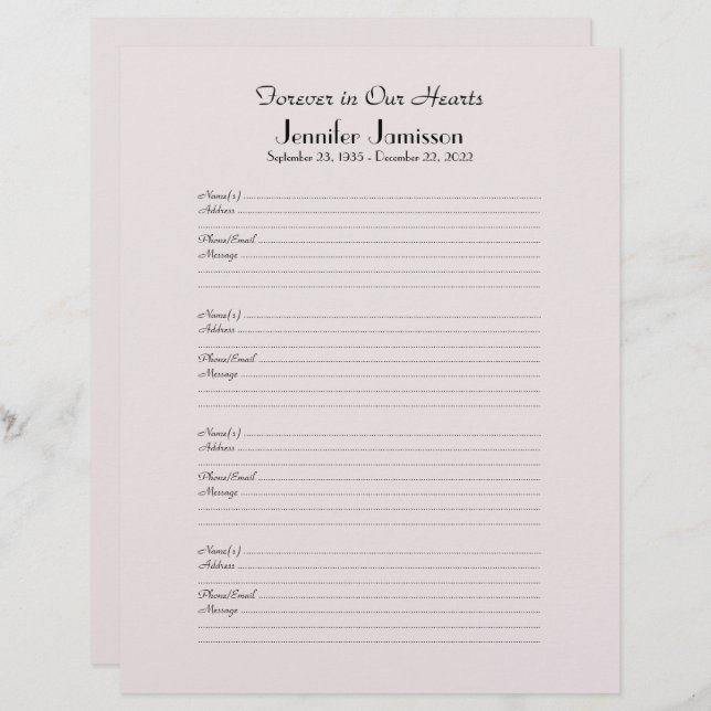 Inloggen voor herinneringsboekvulling Pagina 4 Nam (Voorkant / Achterkant)