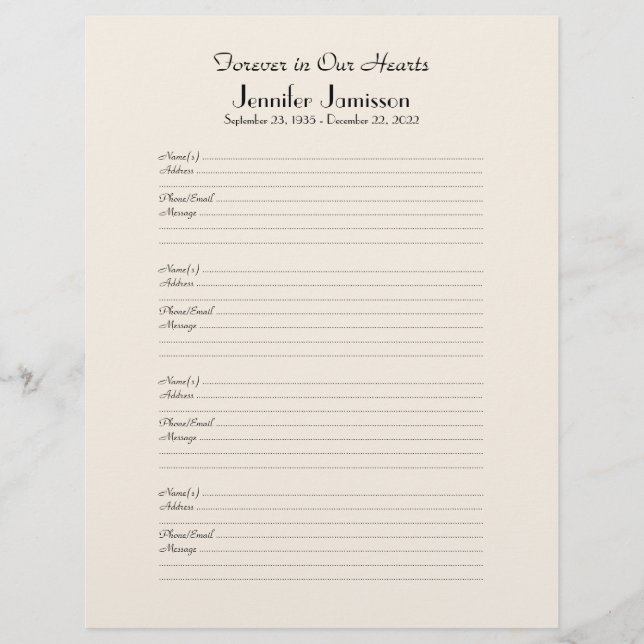 Inloggen voor herinneringsboekvulling Pagina 4 Nam (Voorkant)