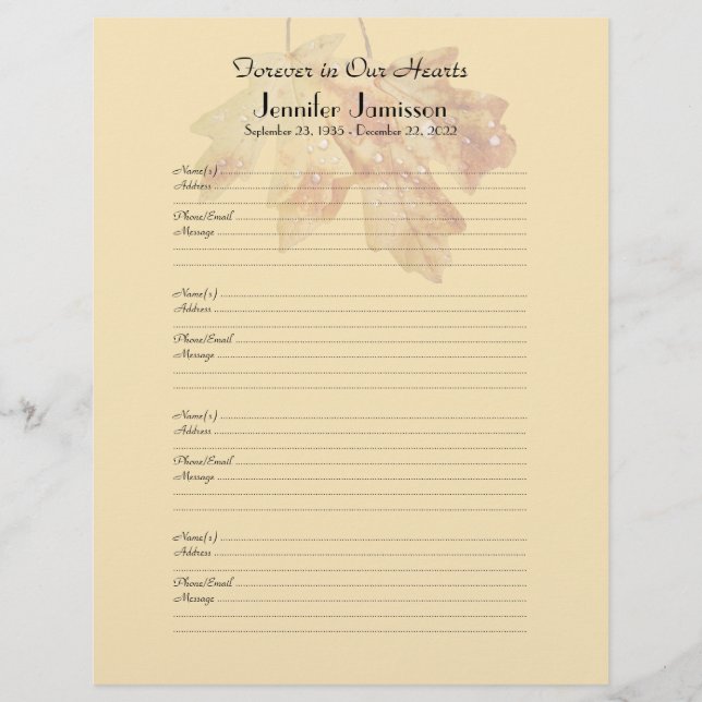 Inloggen voor herinneringsboekvulling Pagina 4 Nam (Voorkant)