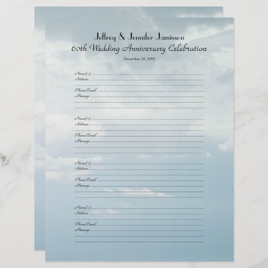 Inlogpagina voor het 60e Jubileum-gastboek (Voorkant / Achterkant)