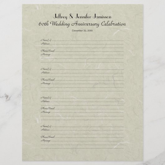 Inlogpagina voor het 60e Jubileum-gastboek (Voorkant)