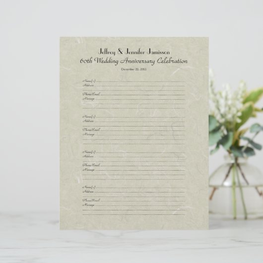 Inlogpagina voor het 60e Jubileum-gastboek (Staand voorkant)