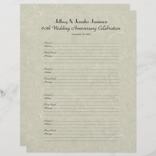 Inlogpagina voor het 60e Jubileum-gastboek (Voorkant / Achterkant)