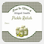 Inmaak Augurken en Relish Vierkante Sticker (Voorkant)