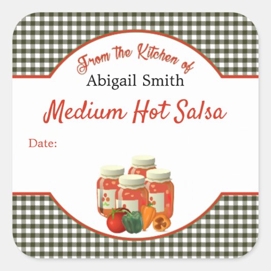 Inmaak Salsa Groenten Vierkante Sticker (Voorkant)