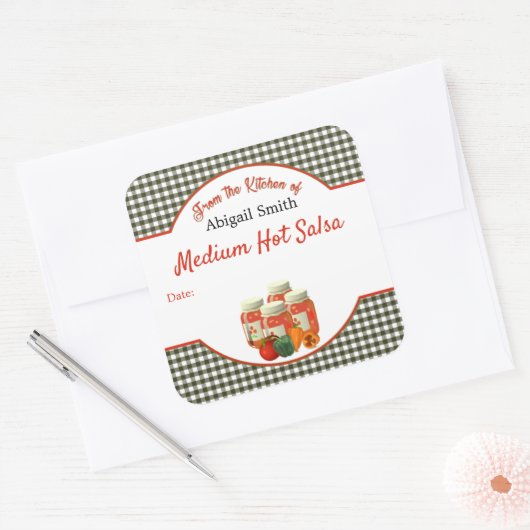 Inmaak Salsa Groenten Vierkante Sticker (Envelop)