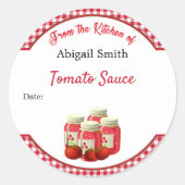 Inmaakstickers Tomaten en Gingham Ronde Sticker (Voorkant)