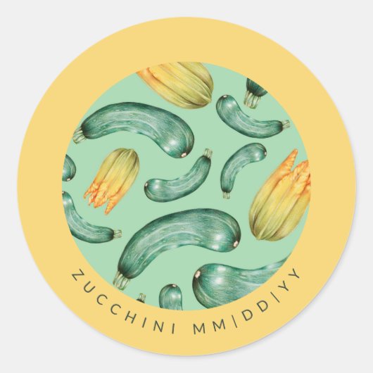 Inmaken | Datum | Courgette Ronde Sticker (Voorkant)