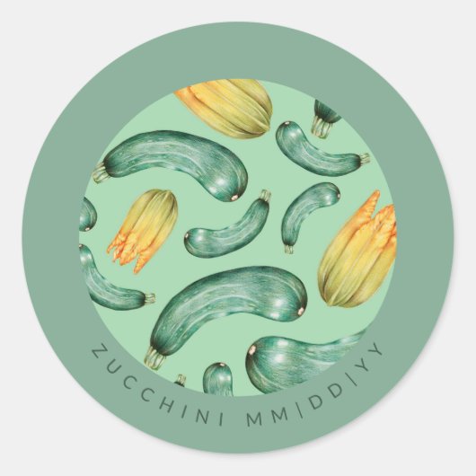 Inmaken | Datum | Courgette Ronde Sticker (Voorkant)