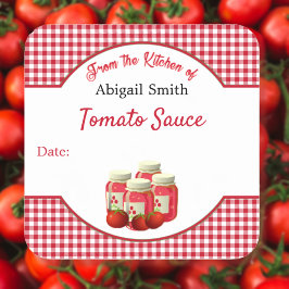 Inmaken Tomaten en Gingham Vierkante Sticker