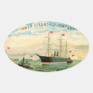 Inman Steamship Company Ovale Sticker