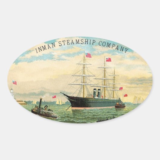 Inman Steamship Company Ovale Sticker (Voorkant)