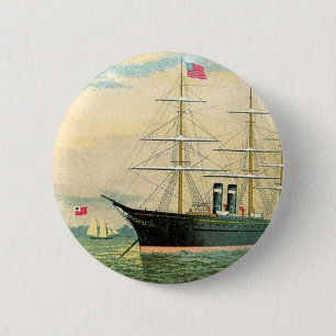Inman Steamship Company Ronde Button 5,7 Cm