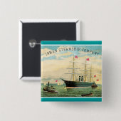 Inman Steamship Company Vierkante Button 5,1 Cm (Voorkant /achterkant)
