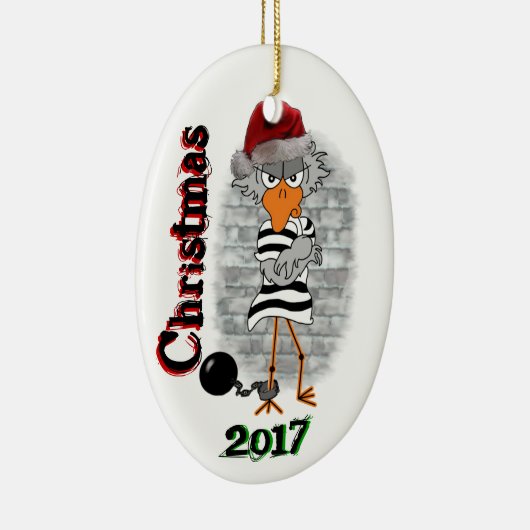 Inmate Jailbird Kerstversier Keramisch Ornament (Rechts)