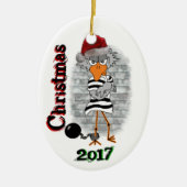 Inmate Jailbird Kerstversier Keramisch Ornament (Voorkant)