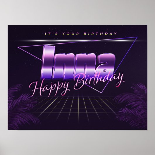 Inna Name Vorname Retro Poster Geburtstag (Voorkant)