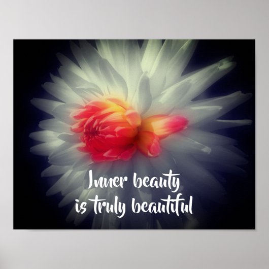 Inner Beauty Dahlia Flower Inspirerend Words Poster (Voorkant)