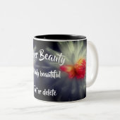 Inner Beauty Dahlia Flower Inspirerend Words Tweekleurige Koffiemok (Voorkant rechts)
