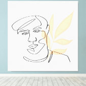 Inner Bloom – Botanical Line Art Portrait Canvas Afdruk (Insitu (Houten vloer))