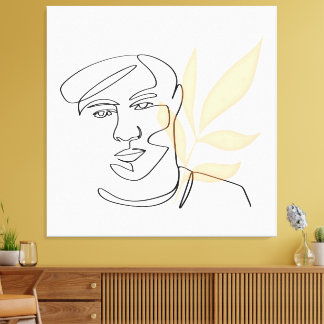Inner Bloom – Botanical Line Art Portrait Canvas Afdruk