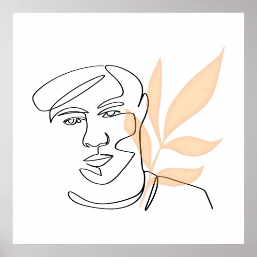 Inner Bloom – Botanical Line Art Portrait Poster (Voorkant)