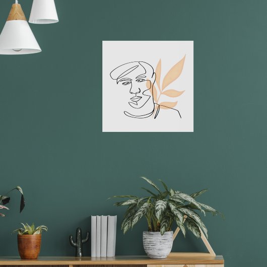 Inner Bloom – Botanische Lijnkunst Portret Poster (Woonkamer 1)