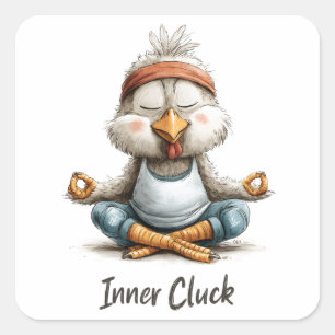 Inner Cluck Kip Kuikenmeditatie Grappige Yoga Di Vierkante Sticker