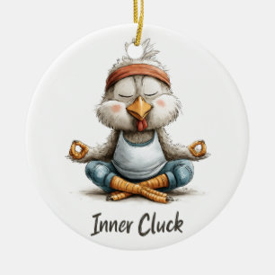 Inner Cluck Kip Meditatie Grappige Yoga Dier Keramisch Ornament