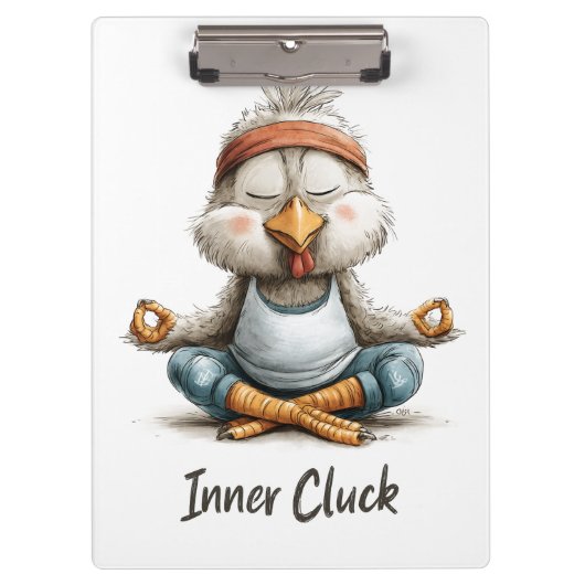 Inner Cluck Kip Meditatie | Grappige Yoga Dier Klembord (Voorkant)