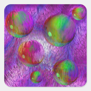 Inner Flow I Abstracte Fractal Groene Paarse Melkw Vierkante Sticker