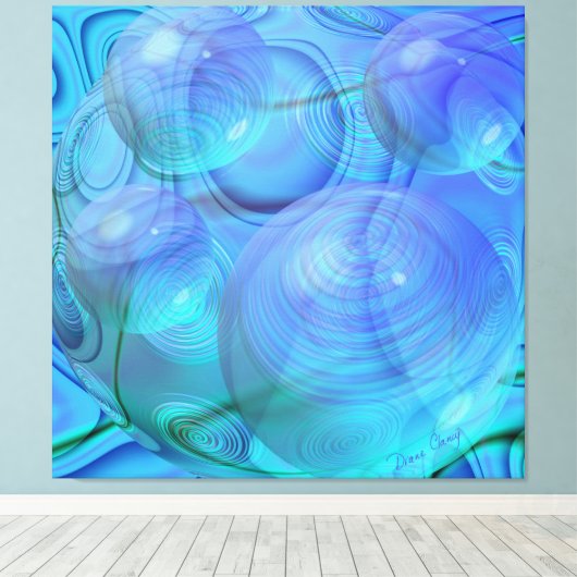 Inner Flow VI - Aqua & Azure Galaxy Canvas Afdruk (Insitu (Houten vloer))