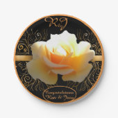 Inner Glow Elegant Geel en Gold Roos Papieren Bordje (Voorkant)