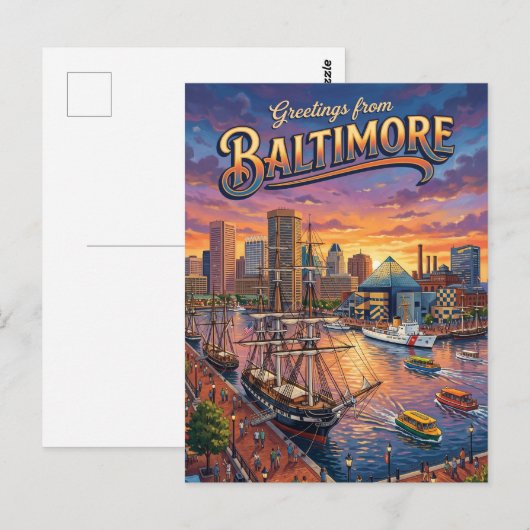 Inner Harbor, Baltimore VS Briefkaart (Voorkant / Achterkant)