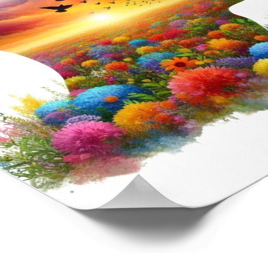 Inner Journey: Vibrant Sunset Wildflower Mindscape Poster (Hoek)