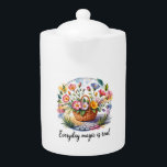 Inner Joy Basket: Glowing Pastel Flowers Theepot<br><div class="desc">Discover the "Everyday Magic" hidden in every moment with this enchanting illustration. Picture a woven basket holding flowers that are not just beautiful, but radiate their own light, reflecting the wisdom of Bach Flower Remedies. Every petal and every ray of light invites you to remember that joy and serenity are...</div>