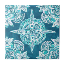 INNER MERMAID COMPASS Aqua Beach Shell Moroccan