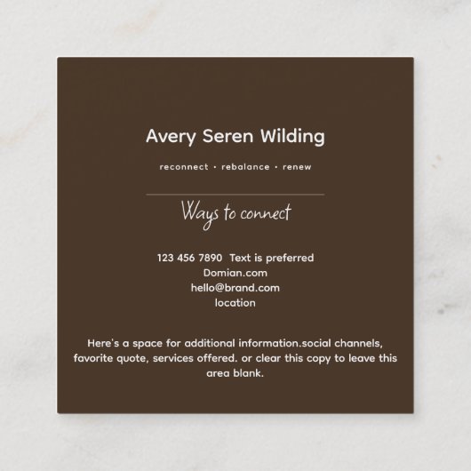 Inner Oracle | Third Eye Design Vierkante Visitekaartje (Achterkant)